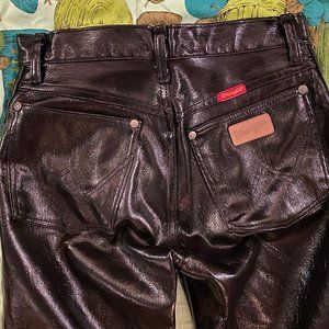 Vintage 1980s 1990s Wrangler Black Vinyl Pleather High Waisted Pants
